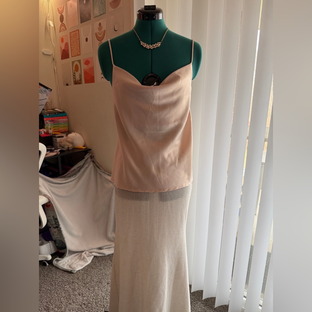 Ro & De Cream Satin Slip Top